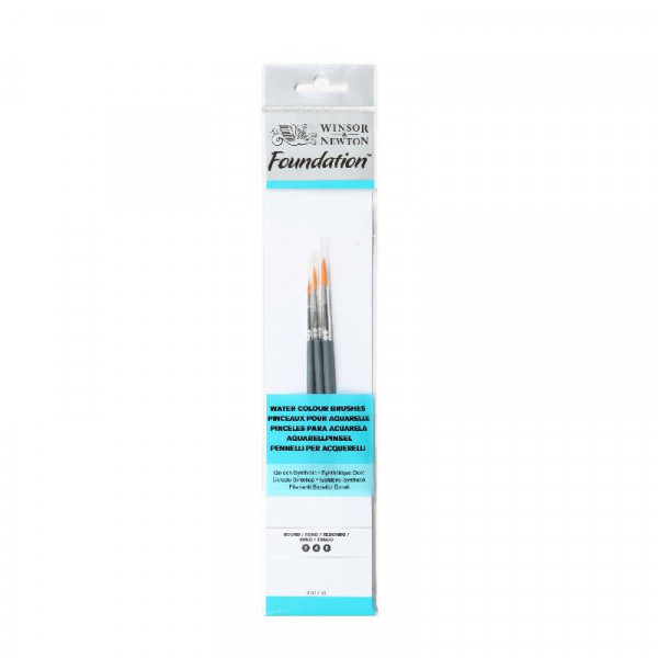 Набір пензлів з синтетичного ворсу (3 шт: пл №2,4,6) к.р. Foundation Watercolor Brushes W&N, 5925010