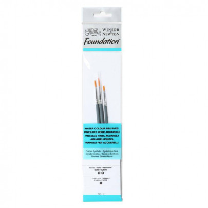 Набір пензлів з синтетичного ворсу (3 шт:№3, 5, пл.№1) к.р. Foundation Watercolor Brushes W&N, 5925011 