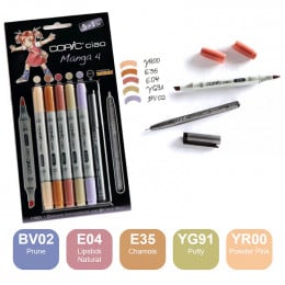 Набор спиртовых маркеров Copic Ciao Set "5+1 Manga №4", 6 шт