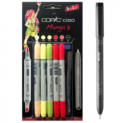 Набор маркеров Copic Ciao Set Manga 8 5+1, цвета + лайнер