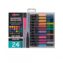 Набір акварельних маркерів 24 кольори, двосторонні Santi "Brush Pen"