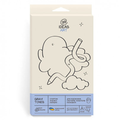 Набір спиртових двосторонніх маркерів 99 Ideas Gray Tones, 6 кольорів 