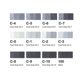 Набор спиртовых маркеров Copic Classic Set "Cool Grey", 12 шт