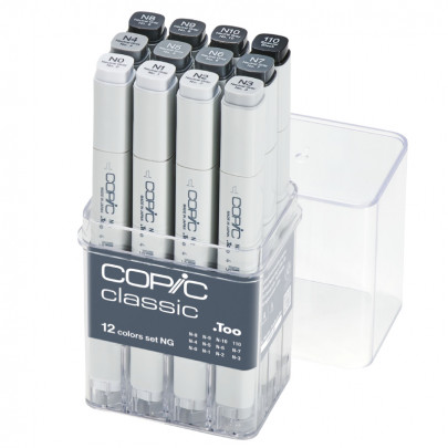 Набір спиртових маркерів Copic серії Classic “Neutral Gray set (NG)”, 12 кольорів, в акриловому кейсі