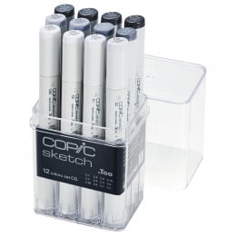 Набір спиртових маркерів Copic Sketch Set "Cool Gray", 12 шт, акриловий кейс Набір спиртових маркерів Copic Sketch Set "Cool Gray", 12 шт, акриловий кейс