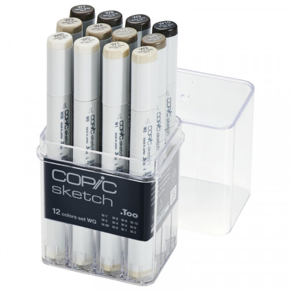 Набір спиртових маркерів Copic Sketch Set "Warm Grey", 12 шт, акриловий кейс