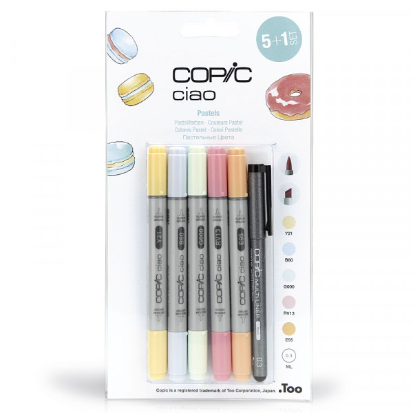 Набір спиртових маркерів Copic Ciao Set "5+1 Pastels", 6 шт