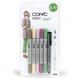 Набор спиртовых маркеров Copic Ciao Set "5+1 Manga №3", 6 шт