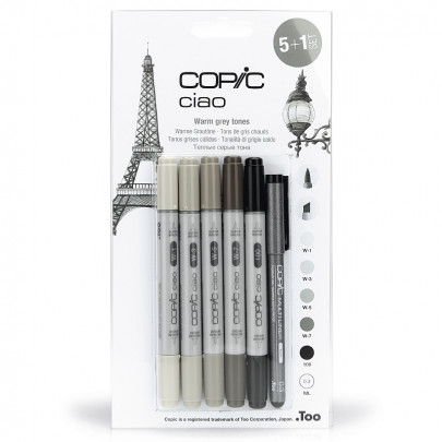 Набор Copic Ciao Set 5+1, тепло-серые цвета + лайнер