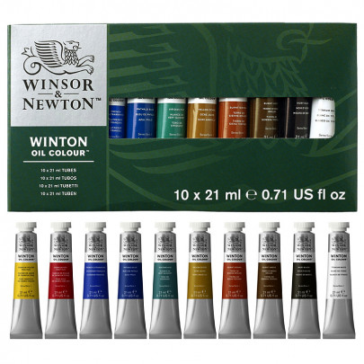 Набор масляных красок Winsor&Newton Winton Oil Colour, 10 цветов, тубы объемом 21 мл, картон