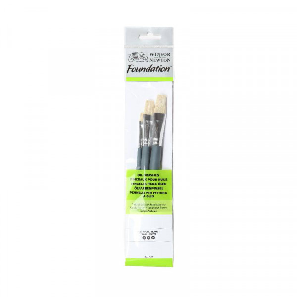 Набір пензлів з натуральної щетини (3 шт: пл.№4,10,14), к.р. Foundation Oil Hog Brushes W&N, 5295020 