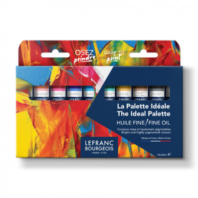 Набір олійних фарб 10 кольорів, металева туба 20 мл, пакування картон, Lefranc Bourgeois Fine Oil