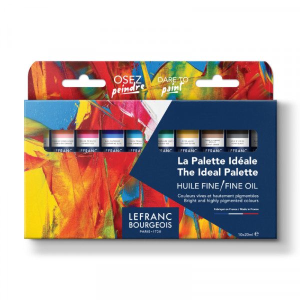 Набір олійних фарб 10 кольорів, металева туба 20 мл, пакування картон, Lefranc Bourgeois Fine Oil