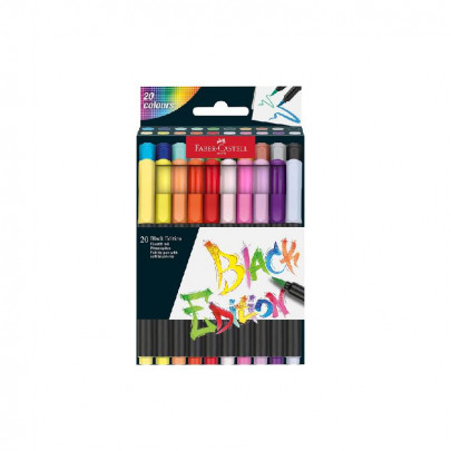Фломастери-пензлик FaberCastell Black Edition, картонна упаковка, 20 кол, 116452