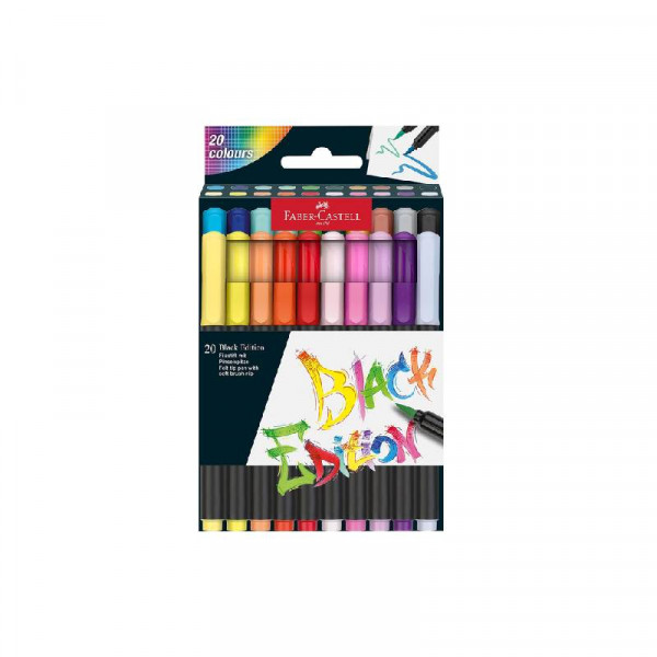 Фломастери-пензлик FaberCastell Black Edition, картонна упаковка, 20 кол, 116452