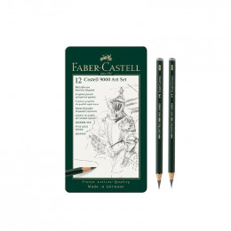 Набір олівців FaberCastell чорнографітних, 12 шт., 2Н-8В, металева коробка,119065