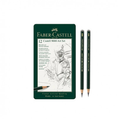 Набір олівців FaberCastell чорнографітних, 12 шт., 2Н-8В, металева коробка,119065