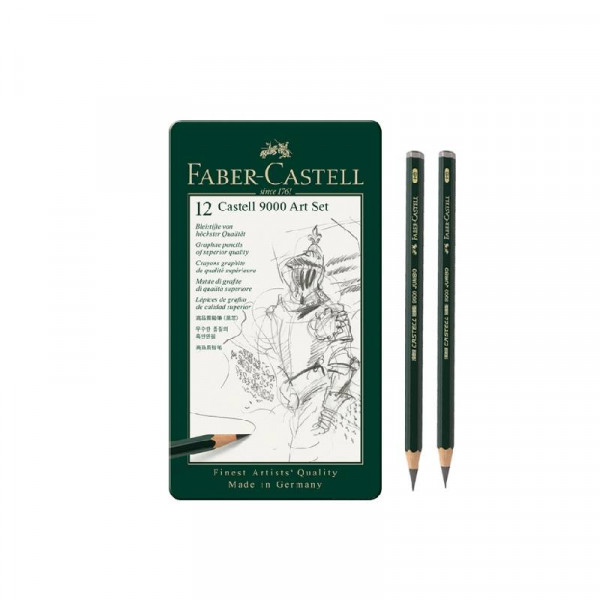 Набір олівців FaberCastell чорнографітних, 12 шт., 2Н-8В, металева коробка,119065