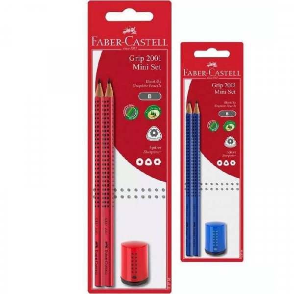 Набір олівців FaberCastell чорнографітних, 2шт Grip2001 + підстругачка, в блістері,183797