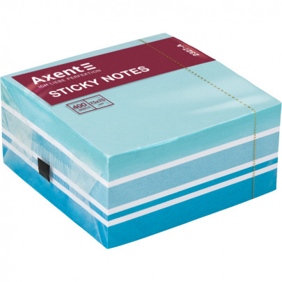 Блок паперу з клейким шаром Axent, блакитний асорті, 400 аркушів, 75*75 мм