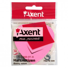 Блок паперу з клейким шаром Axent, серце, 50 аркушів, 70*70 мм