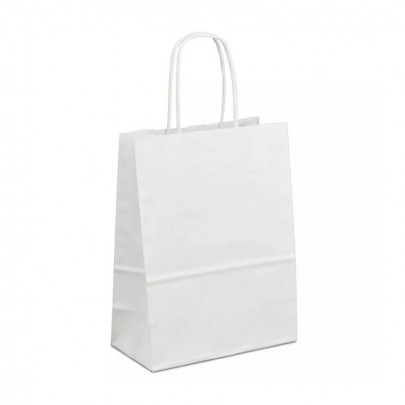 Пакет паперовий білий з крученими ручками, 15*08*20 см, Volley