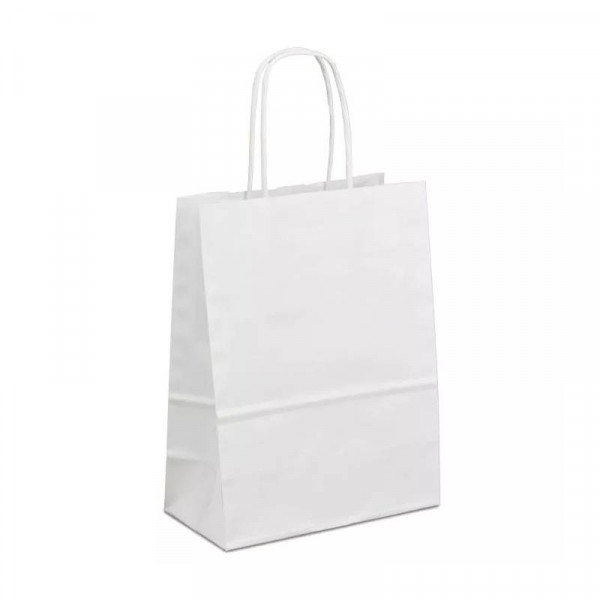 Пакет паперовий білий з крученими ручками, 15*08*20 см, Volley