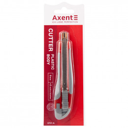 Ніж канцелярський Axent, 9 мм, прорезинена ручка, в блістері + 2 леза