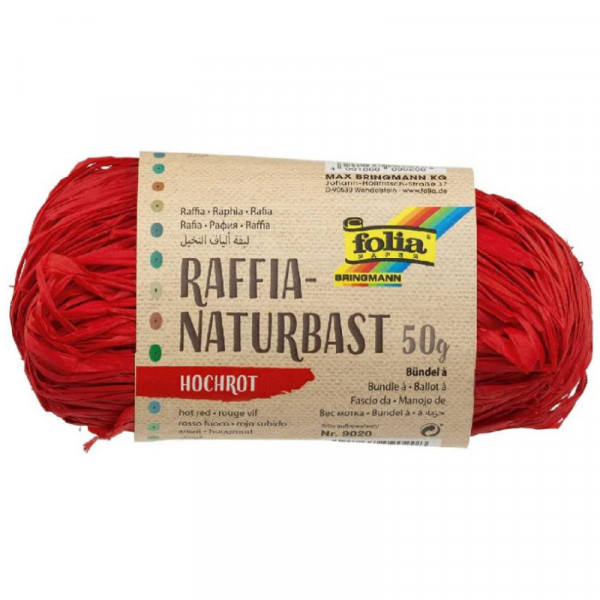 Рафія в мотках Folia Raffia-natural quality, №20 Темно-червоний, 50 гр
