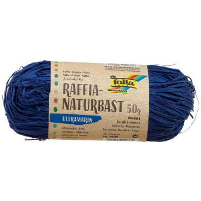 Бечевка натуральная в мотке Folia Raffia-natural bast, 50г/ - #36 Ультрамарин