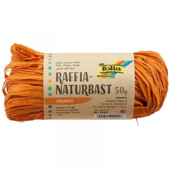 Рафія в мотках Folia Raffia-natural quality, №40 Помаранчевий, 50 гр