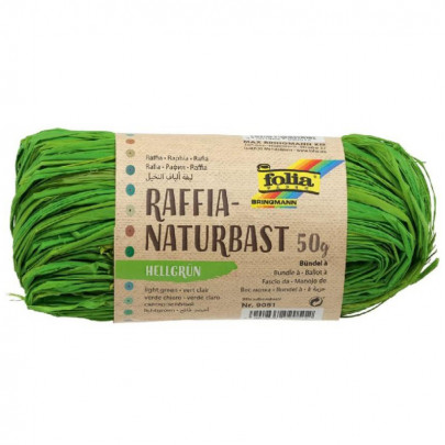Бечевка натуральная в мотке Folia Raffia-natural bast, 50г/ - #51 Светло-зеленый
