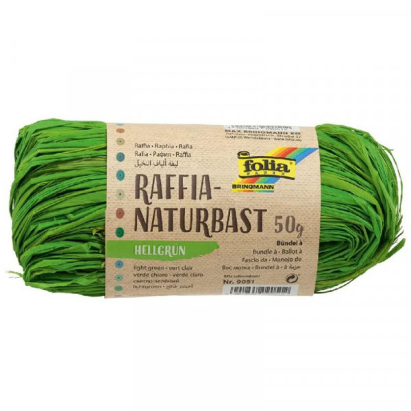 Рафія в мотках Folia Raffia-natural quality, №51 Світло-зелений, 50 гр