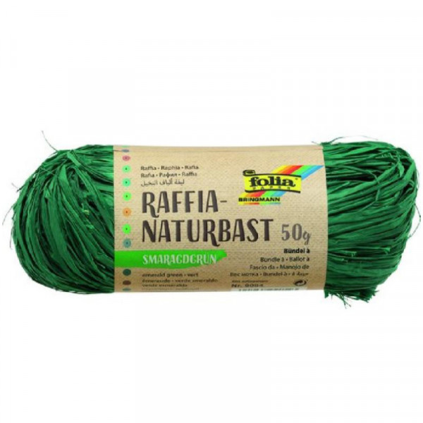 Рафія в мотках Folia Raffia-natural quality, №54 Смарагдово-зелений, 50 гр