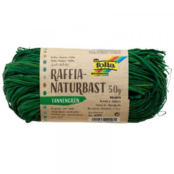 Рафія в мотках Folia Raffia-natural quality, №58 Темно-зелений, 50 гр