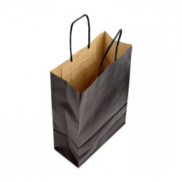Пакет паперовий чорний з крученими ручками, 18*08*20 см, Volley