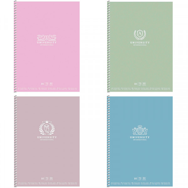 Блокнот на спіралі Школярик серія №6509, 80 аркушів білого кольору в клітинку 70 г/м2 B5 17.6*25 см