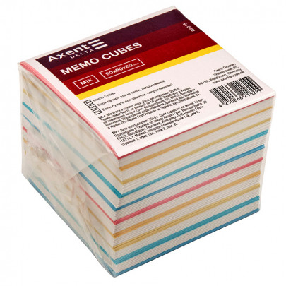 Папір для нотаток Axent "MIX", 830 аркушів, не проклеєні, 90*90мм