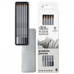 Набір графітових олівців Studio Collection Medium Graphite Pencil, 6 шт, метал, Winsor&Newton