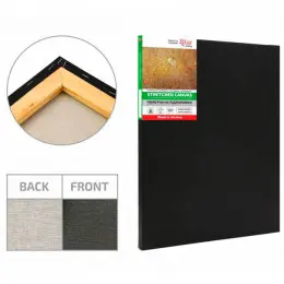 Холст на подрамнике ROSA Gallery, хлопок мелкое зерно, черный акриловый грунт, 40*40 см.