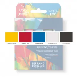 Набір олійних фарб 5 кольорів, металева туба 20 мл, пакування картон, Lefranc Bourgeois Fine Oil