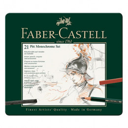 Набір Faber Castell Pitt Monochrome Set, металева коробка, 21 предмет