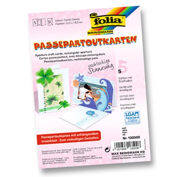 Заготовка для листівки "Паспарту прямокутне" Folia Passepartouts - rectangular cut, 10.5x15см №30 Блакитний