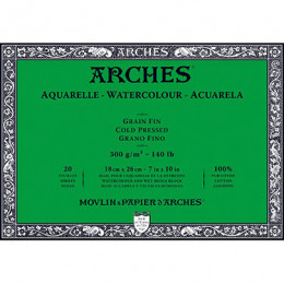 Альбом (блок) для акварелі, холодний прес, Arches Cold Pressed 20 аркушів 300 г/м2, 18x26 см