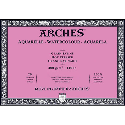 Блок для акварели Arches Hot Pressed 300 гр, 20 листов