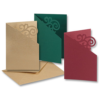 Заготовка для открытки Угловой орнамент 10,8х15,5см/ - #65 Золото