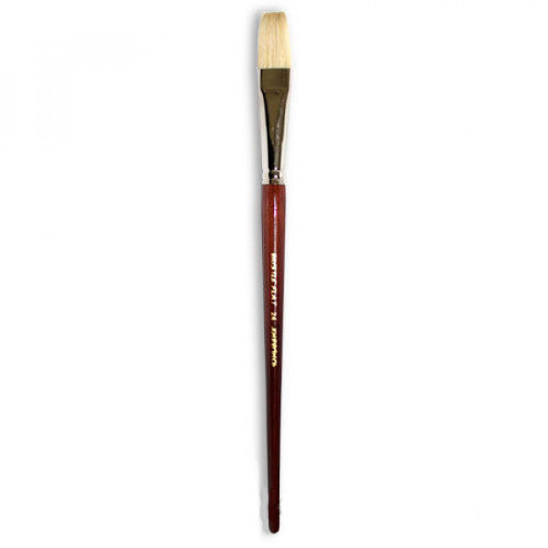 Кисть плоска, щетина, серія Живопис 2112, біл. ворс, довга ручка