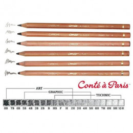 Вугільний олівець Conte Black lead pencil, Carbon-round, 3B
