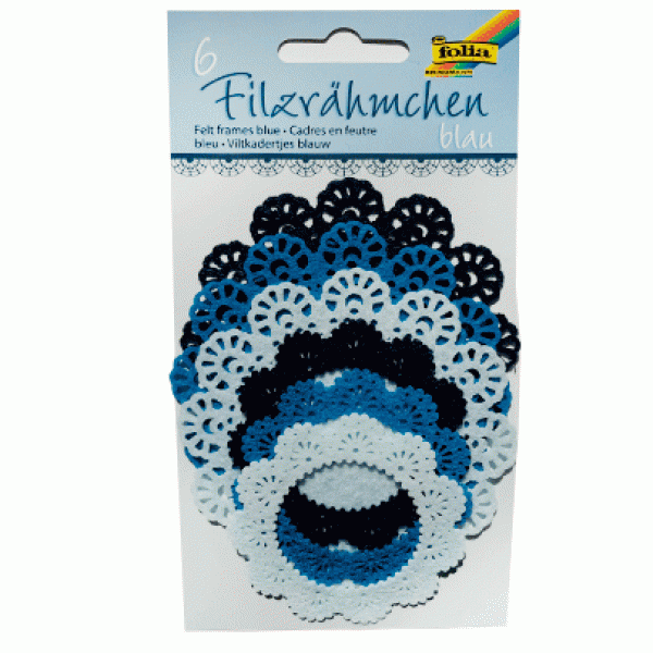 Набор высичок из фетра для декорирования Felt Frames синие оттенки 6 шт.