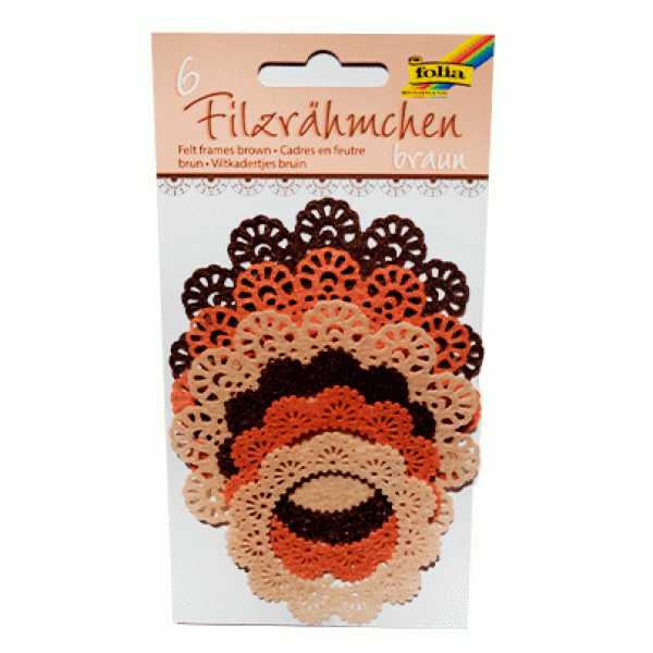 Набір висічок з фетру для декорування Felt Frames коричневі відтінки 6 шт.